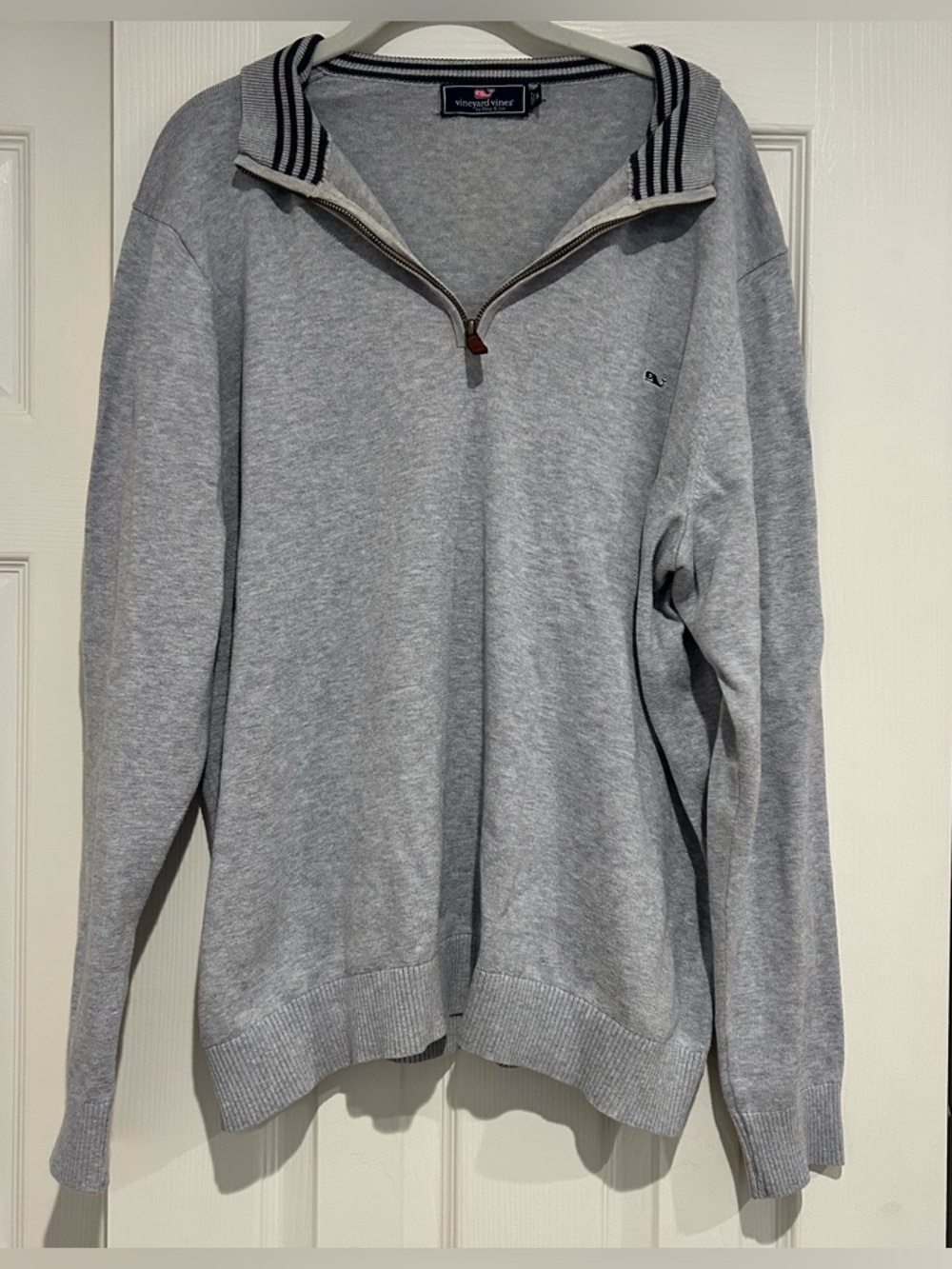 Vineyard Vines Men's Gray Quarter-Zip Sweater 100% cotton size XL